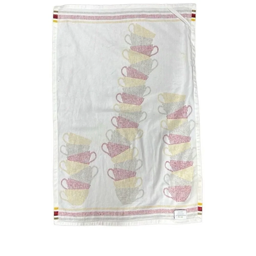 Threshold Multicolor Rectangular Stacked Coffee Cups Cotton Kitchen tea Towel